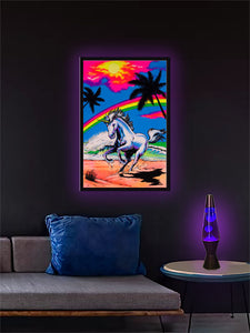 Unicorn Rainbow - Flocked Blacklight Poster
