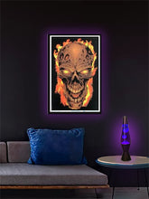 Load image into Gallery viewer, Flaming Skull - Flocked Blacklight Poster
