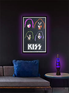 Kiss - 4 Faces - Flocked Blacklight Poster