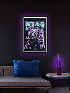 Kiss - Blue Lightening - Flocked Blacklight Poster