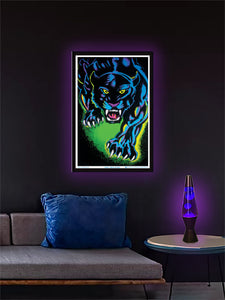 King of the Night Cat - Flocked Blacklight Poster