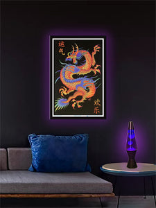 Asian Dragon - Flocked Blacklight Poster