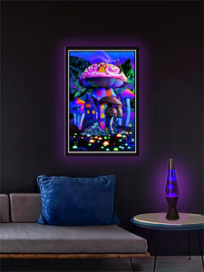 Mushroom House - Non Flocked Blacklight Poster