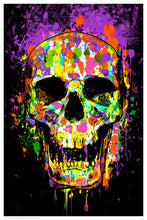 Load image into Gallery viewer, Splatter Skull - Non Flocked Blacklight Poster
