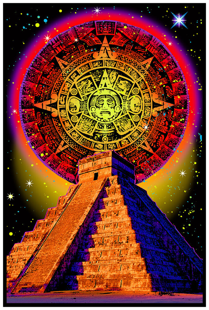 Mayan Temple - Non Flocked Blacklight Poster