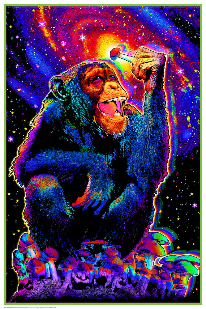 Monkey Mushroom - Non Flocked Blacklight Poster