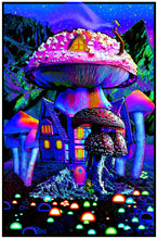 Load image into Gallery viewer, Mushroom House - Non Flocked Blacklight Poster
