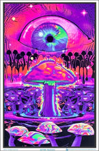 Load image into Gallery viewer, Mushroom Ripple - Flocked Blacklight Poster
