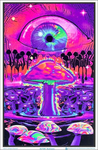 Mushroom Ripple - Flocked Blacklight Poster