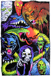 Monsters - Flocked Blacklight Poster