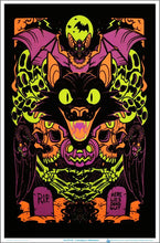 Load image into Gallery viewer, Black Cat Halloween - Flocked Blacklight Poster
