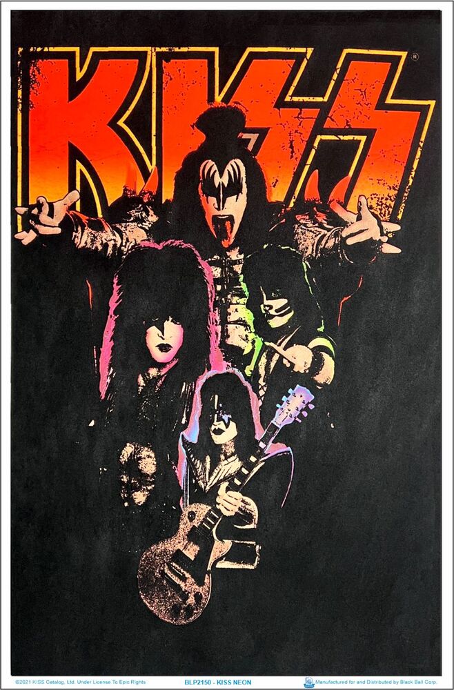 Kiss Neon - Flocked Blacklight Poster