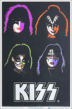 Load image into Gallery viewer, Kiss - 4 Faces - Flocked Blacklight Poster
