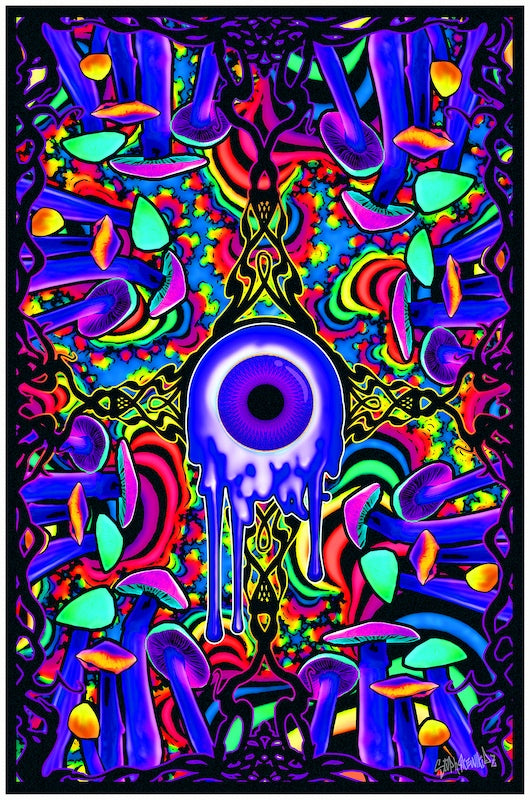 Shroom With A View Blacklight - Flocked Blacklight Poster