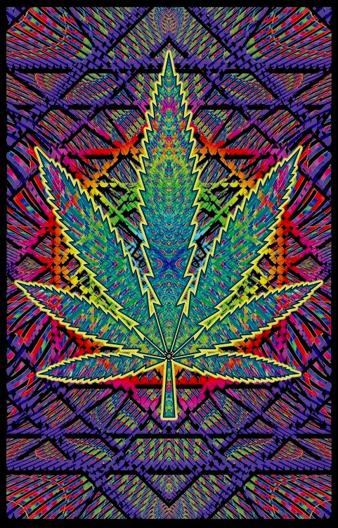 Sacred Leaf Blacklight - Flocked Blacklight Poster